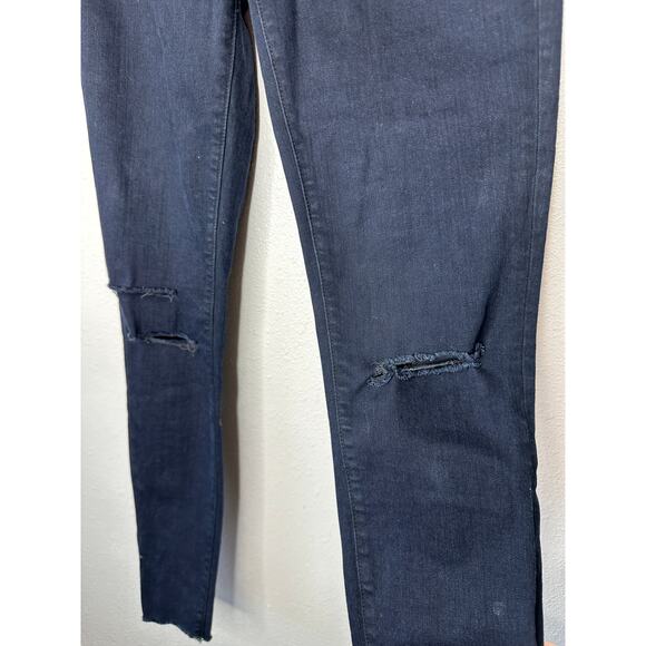 J Brand Alana Dark Blue Mercy Distressed Knee Raw Hem Skinny Jeans 24 - Picture 6 of 16